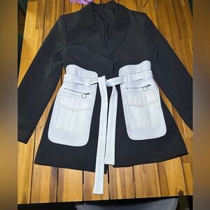 Stylish Black Blazer with White Accents